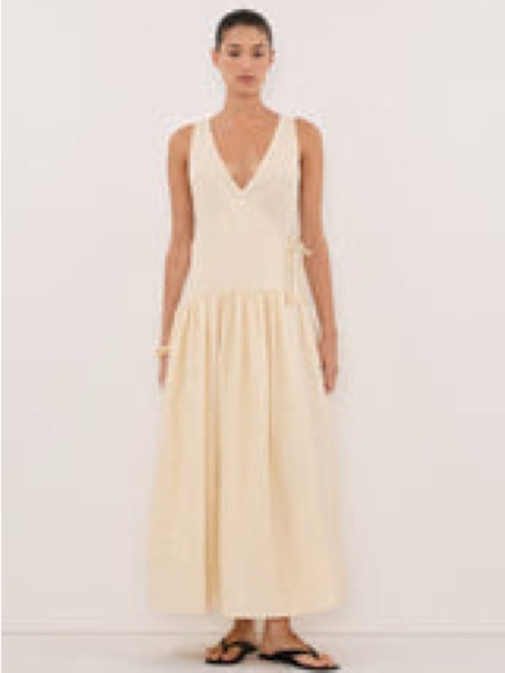 DISSH Ivory V-Neck Midi Dress